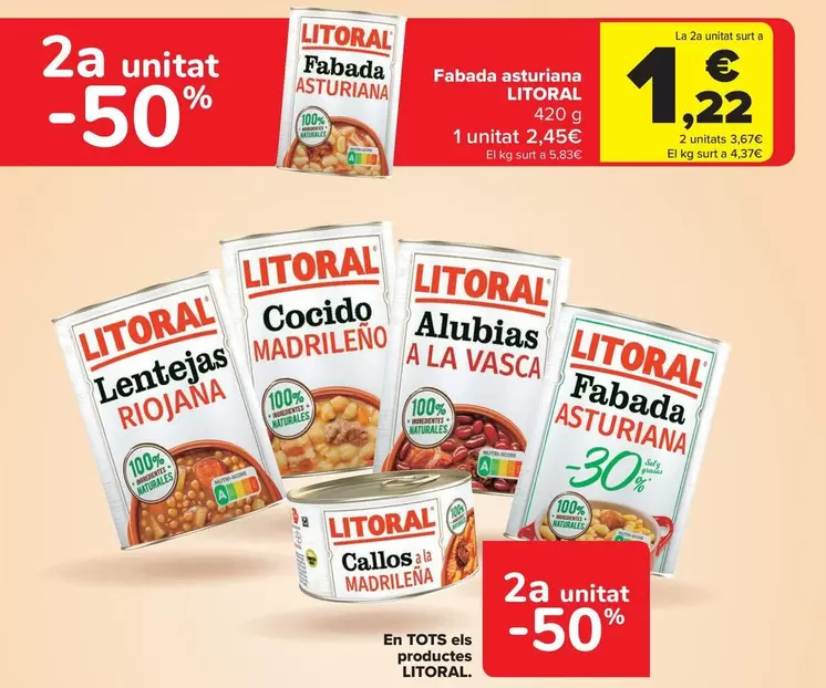 Oferta de Litoral - Fabada Asturiana por 2,45€ en Carrefour Market