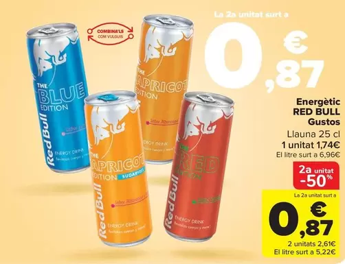 Oferta de Red Bull - Energético Sabores por 1,74€ en Carrefour Market