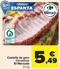 Oferta de Carrefour - Costilla De Cerdo por 5,49€ en Carrefour Market