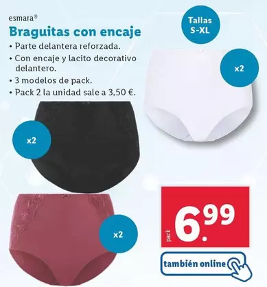 Oferta de Esmara - Braguitas Con Encaje por 6,99€ en Lidl