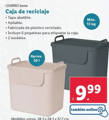 Oferta de Livarno Home - Caja De Reciclaje por 9,99€ en Lidl