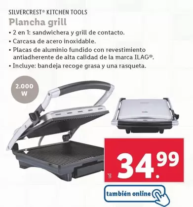 Oferta de Silvercrest Kitchen Tools - Plancha Grill por 34,99€ en Lidl