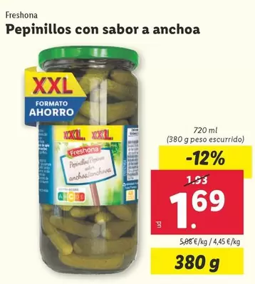 Oferta de Freshona - Pepinillos Con Sabor A Anchoa por 1,69€ en Lidl