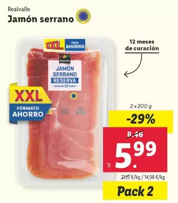 Oferta de Realvalle - Jamón Serrano  por 5,99€ en Lidl