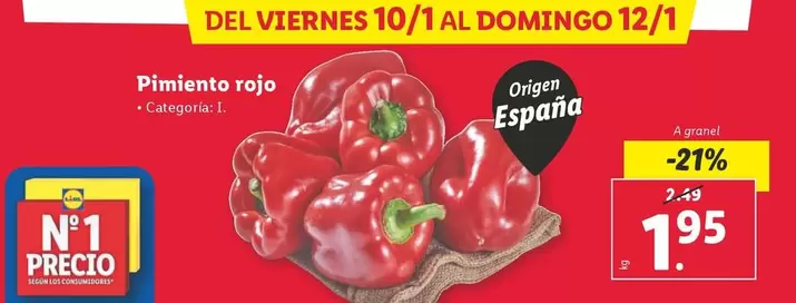 Oferta de Pimiento Rojo por 1,95€ en Lidl