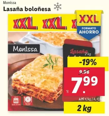 Oferta de Monissa - Lasaña Boloñesa por 7,99€ en Lidl