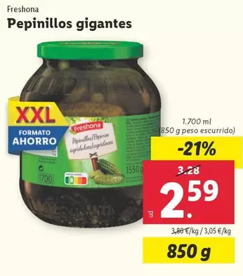 Oferta de Freshona - Pepinillos Gigantes por 2,59€ en Lidl