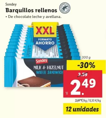 Oferta de Sondey - Barquillos Rellenos por 2,49€ en Lidl