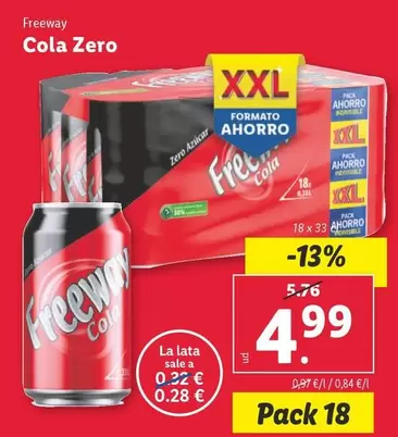 Oferta de Freeway - Cola Zero por 4,99€ en Lidl