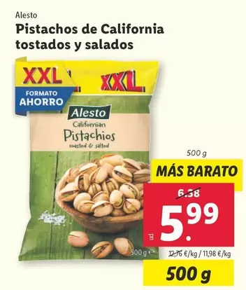 Oferta de Alesto - Pistachos De California Tostados Y Salados por 5,99€ en Lidl