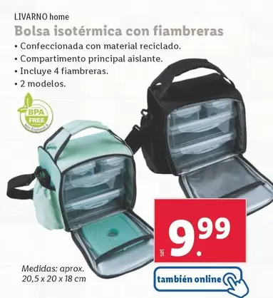 Oferta de Livarno Home - Bolsa Isotérmica Con Fiambreras  por 9,99€ en Lidl