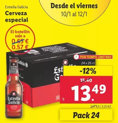 Oferta de Estrella Galicia - Cerveza Especial por 13,49€ en Lidl