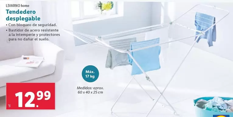 Oferta de Livarno Home - Tendedero Desplegable por 12,99€ en Lidl