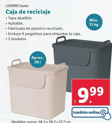 Oferta de Livarno Home - Caja De Reciclaje por 9,99€ en Lidl