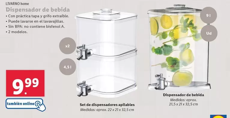 Oferta de Livarno Home - Dispensador De Bebida por 9,99€ en Lidl