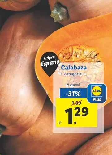 Oferta de Calabaza por 1,29€ en Lidl