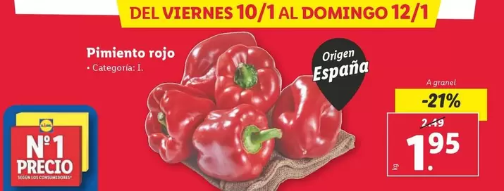 Oferta de Pimiento Rojo por 1,95€ en Lidl