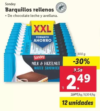 Oferta de Sondey - Barquillos Rellenos por 2,49€ en Lidl