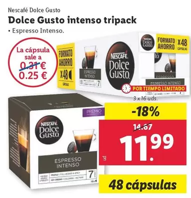 Oferta de NESCAFÉ® Dolce Gusto® - Dolce Gusto Intenso Tripack por 11,99€ en Lidl