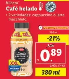 Oferta de Milbona - Cafe Helado por 0,89€ en Lidl