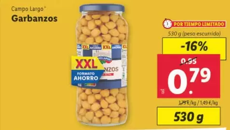 Oferta de Campo Largo - Garbanzos por 0,79€ en Lidl