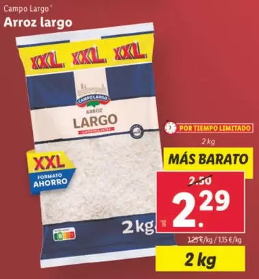 Oferta de Campo Largo - Arroz Largo por 2,29€ en Lidl