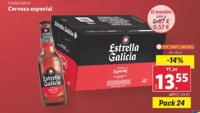 Oferta de Estrella Galicia - Cerveza Especial por 13,55€ en Lidl