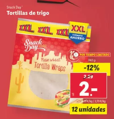 Oferta de Snack Day - Tortillas De Trigo por 2€ en Lidl