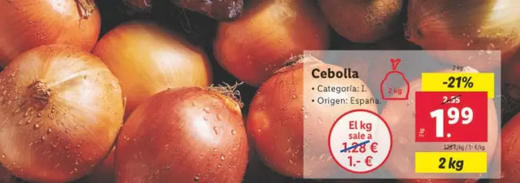 Oferta de Cebolla por 1,99€ en Lidl