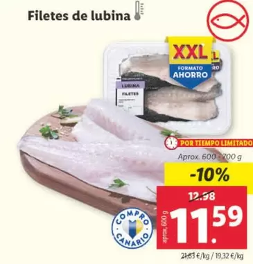 Oferta de Filetes De Lubina por 11,59€ en Lidl