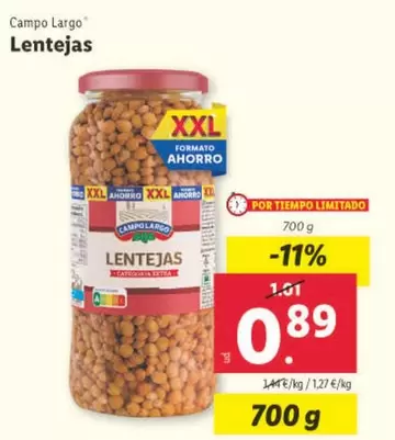 Oferta de Campo Largo - Lentejas por 0,89€ en Lidl