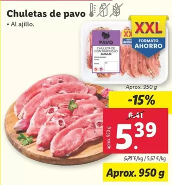 Oferta de Chuletas De Pavo por 5,39€ en Lidl