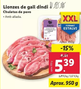 Oferta de Chuletas De Pavo por 5,39€ en Lidl