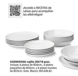 Oferta de Blanco - Godmiddag Vajilla en IKEA