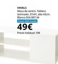 Oferta de Mesa De Centro. Tablero Laminado. 37x91, Alto 43cm. Blanco 504.887.34 por 49€ en IKEA