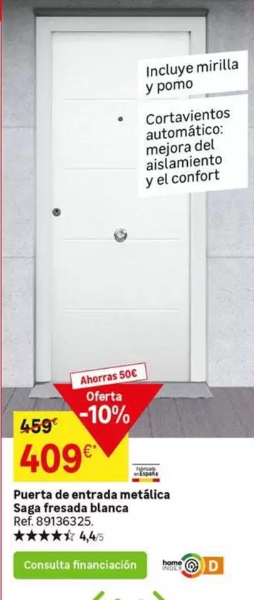 Oferta de Confort - Puerta De Entrada méotlica Sage Fresad Blanca por 409€ en Leroy Merlin