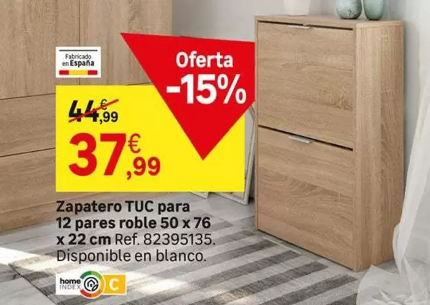 Oferta de Tuc - Zapatero  Para 12 Pares Roble 50 X 76 X 22 Cm por 37,99€ en Leroy Merlin