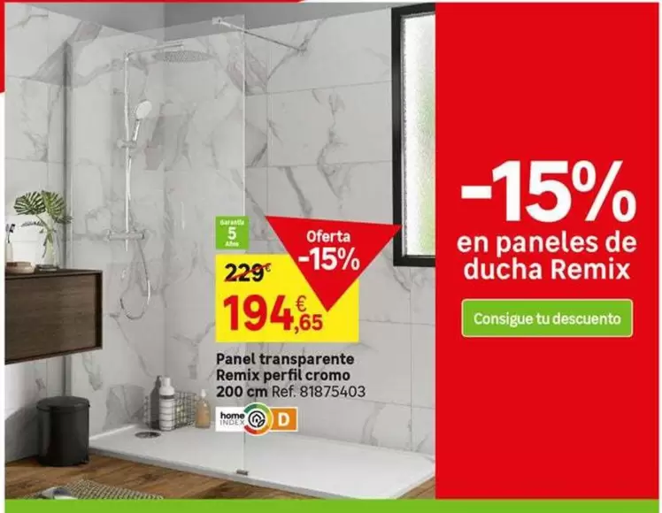 Oferta de Home - Panal Transparente Remix Perfici Cromo 200 Cm por 194,65€ en Leroy Merlin