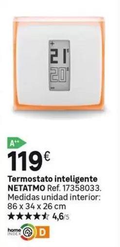 Oferta de Netatmo - Termostato Inteligente por 119€ en Leroy Merlin