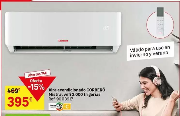 Oferta de Corberó - Aire Acondicionado Mistral With 3,000 Frigorias por 395€ en Leroy Merlin