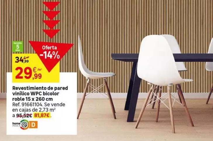 Oferta de Revestimiento De Pared Vinitico Wpc Bicolor Roble por 29,99€ en Leroy Merlin