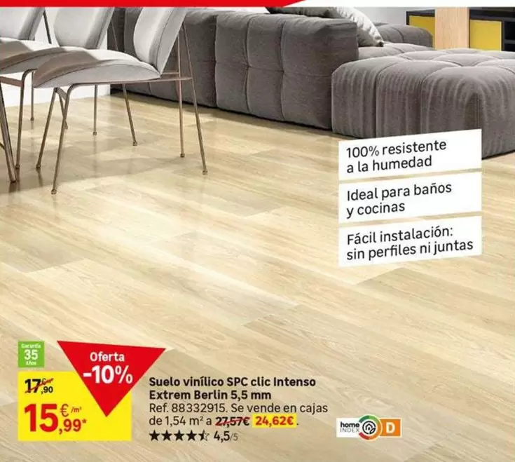 Oferta de SPC - Suelo Vinitico  Clic Intenso Extrem Befin por 15,99€ en Leroy Merlin