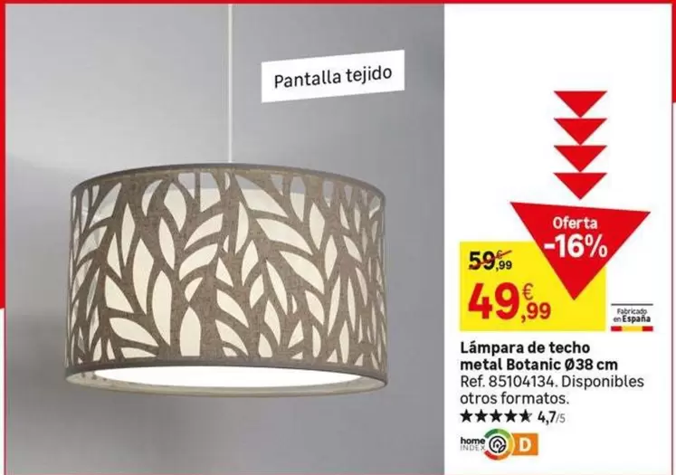 Oferta de Botanic - Lámpara De Techo Metal o 938 Cm por 49,99€ en Leroy Merlin