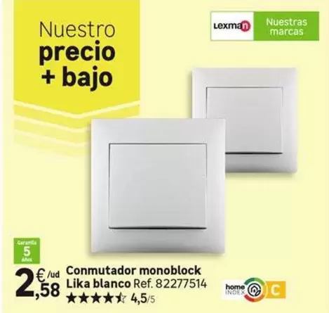 Oferta de Lexman - Conmutador Monoblock por 2,58€ en Leroy Merlin