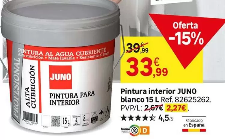 Oferta de Juno - Pintura Interior Blanco por 33,99€ en Leroy Merlin