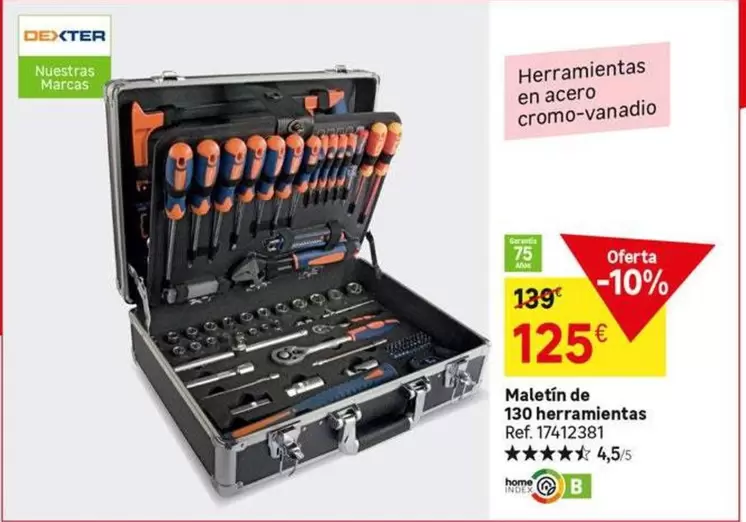 Oferta de Dexter - Maletin De 130 Herramientas por 125€ en Leroy Merlin