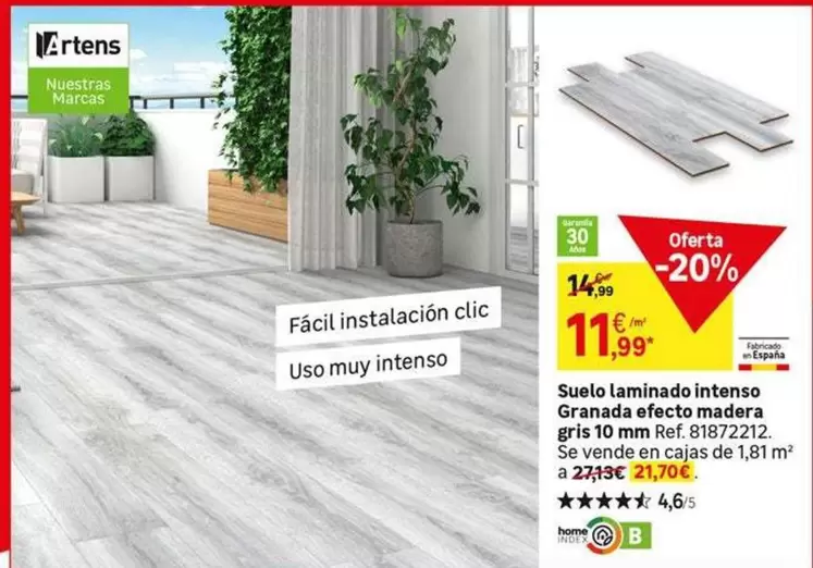 Oferta de Intenso - Suelo Laninado  Granada Efecto Madera por 11,99€ en Leroy Merlin