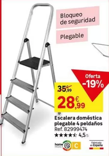 Oferta de Escalera Doméstica Plegable 4 Peldaños por 28,99€ en Leroy Merlin