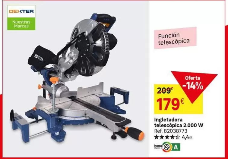 Oferta de Dexter - Ingletadora Telescopica 2.000 W por 179€ en Leroy Merlin