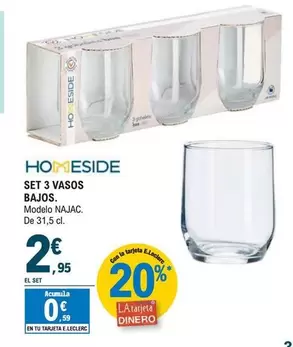 Oferta de Homeside - Set 3 Vasos Bajos por 2,95€ en E.Leclerc